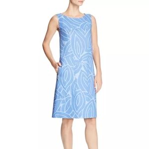 Lafayette 148 Blue Linen Farrah Shift Dress